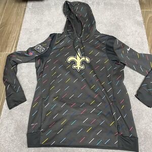 New Orleans Saints Hoodie Mens Large NFL Football Nike Dri Fit Crucial Catch